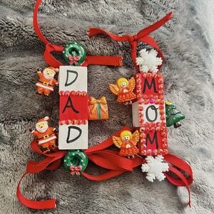 Festive Red Christmas Ornaments for Dad and Mom